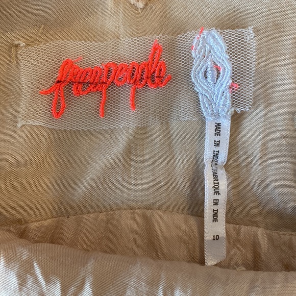 Free People Deja Vu Beaded Embroidered Rose Gold Tulle Mini Dress Size 10 - Picture 13 of 16